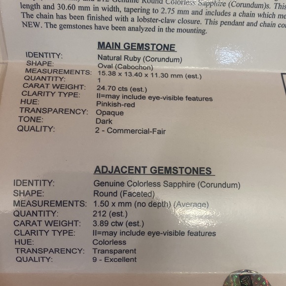 Orianne Ruby and White Sapphire pendant - Picture 7 of 8